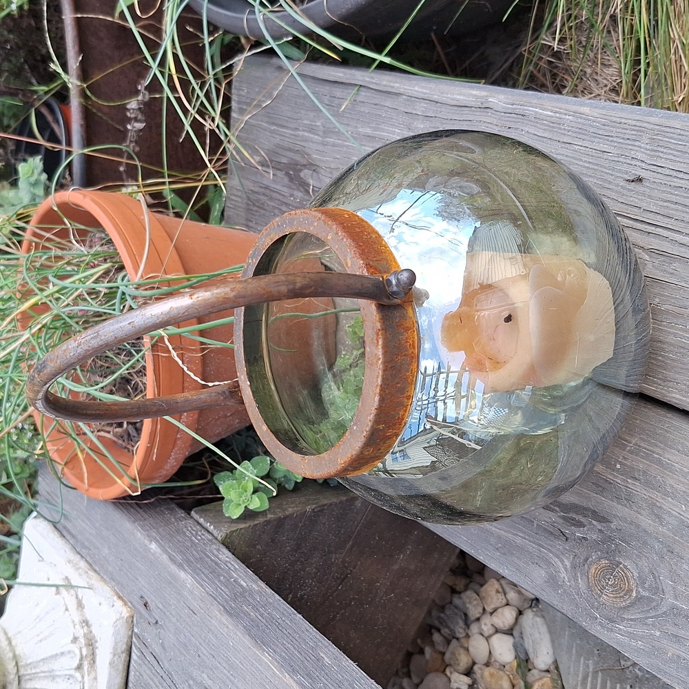 ROUND GLASS GLOBE HANGING OR STANDING CANDLE LANTERN